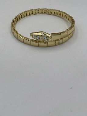 4.21.26-26 Gold Tone Crystal Snake 🐍 Themed Wraparound Bracelet